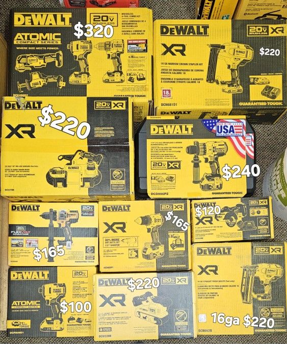Dewalt 20-Volt 60-Volt Cordless Compact Circular Saw Bandsaw Hammer Drill Belt Sander Impact Driver 18ga Crown Stapler