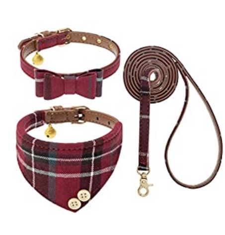 Red Plaid Dog Collar 