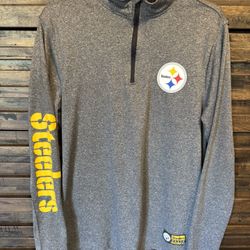 Pittsburgh Steelers Pullover 1/4 Zip Heather Gray NFL Team Apparel SML Sleeve