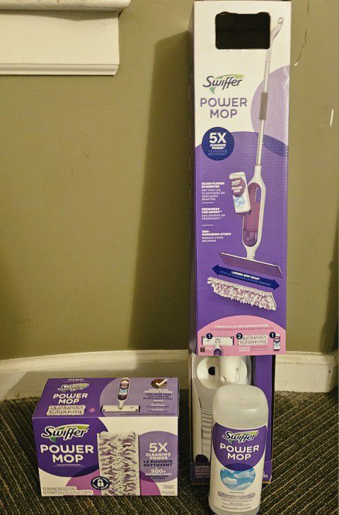 Swiffer Power Mop with Floor Cleaner and Mopping Pads 