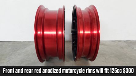 Red Anodized Motorcycle Rims Front and Rear Set