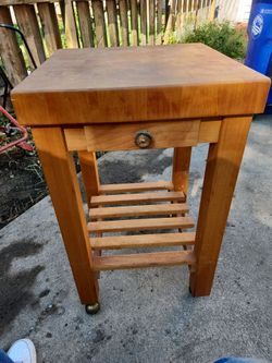 Vintage 1970s Kitchen chopping  block cart table