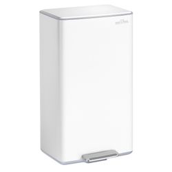 Kitchen Trash Can, 10.6 Gal/ 40L White Trash Can with Odor Filter, Anti-Fingerprint Stainless Steel Garbage Can (White)