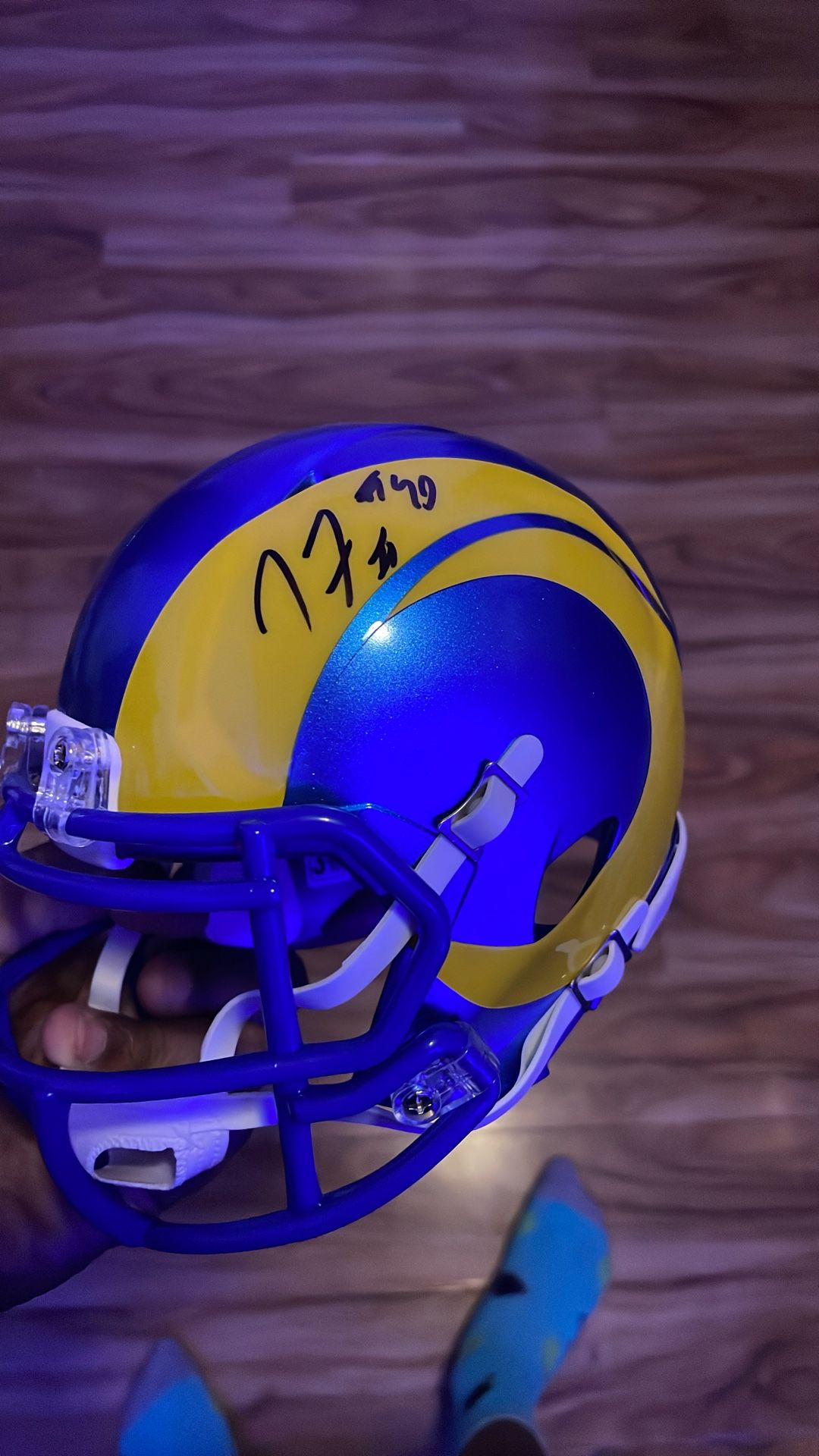 Blue Small Rams Hamlet And It Is Signed By Some Of The Top Player For The Rams