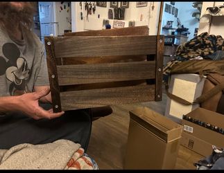 2 Wooden Crates Dark Wood Brown 