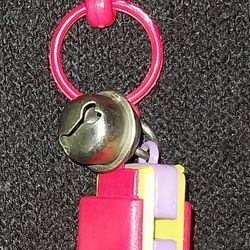 Vintage 1980s Keychain Plastic Necklace Harmonica Charm w/ Bell
