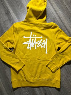Stussy Basic Logo Yellow Men’s Small Full Zip Up Hoodie NWOT NOS Streetwear Rare