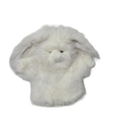 White Rabbit Hand Puppet 10" H Soft Plush Bunny 
