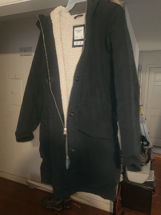 Abercrombie & Fich Fur Hood Long Coat XL