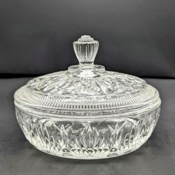  Vintage Avon.  Clear Glass Covered Candy Dish EUC 