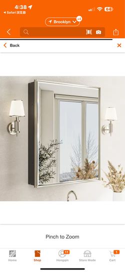 New in box QueenFun Musey 24 in W x 30 in H Brush Nickel Rectangular Aluminum Medicine Cabinet with Beveled Mirror, Recessed or Surface, MCBB2430