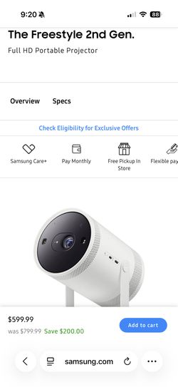 Samsung projector Freestyle 2nd generation With Gaming hub - Never Used