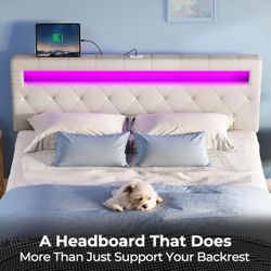 Brand New Full/Queen Headboard with RGB LED Lights – Modern Tufted Design