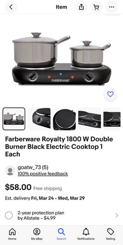 Farberware Royalty 1800 W Double Burner Black Electric Cooktop