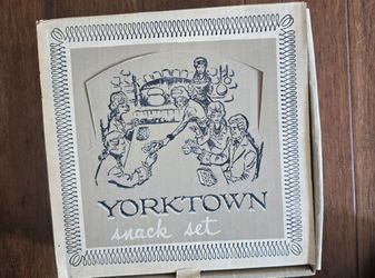 Yorktown snack set, glass cup and plates.