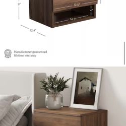 1 ONLY Jackson 16 in. Dark Walnut Brown Rectangle Wood Side Table with Storage Open Shelf Cubby