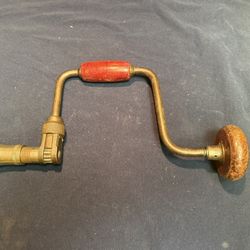 Vintage Wood And Metal Hand Crank Drill Auger Bit Brace