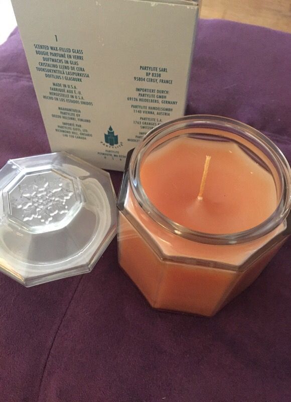 Partylite Carrot Cake Glass Lidded Candle AND holder