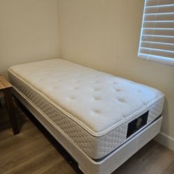 New Mattress And Box Spring And Metal Bed Frame Size Twin XL 38x80 Inch Removable Pillow Top 