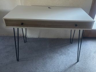 Modern white with wood accent writing desk