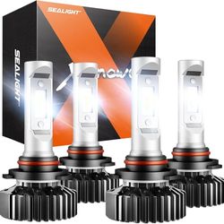 9005/HB3 and 9006/HB4 Fog Light Combo, 9005 9006 Powersports Bulbs with Plug and Play, 50000 Hours Lifespan, Non-polarity, Fog Light, Pack of 4