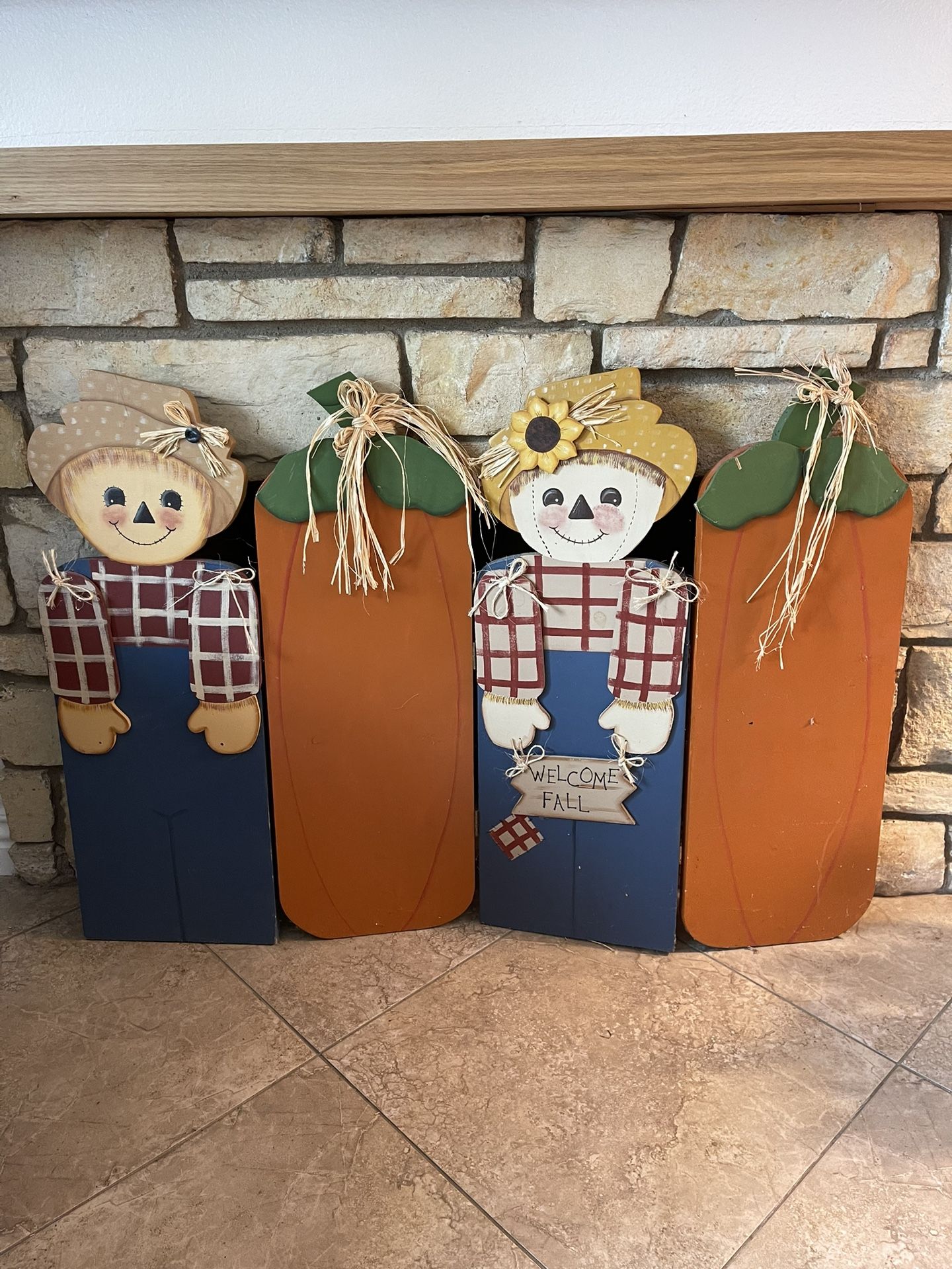 Pumpkin & Scarecrow Fireplace Screen  