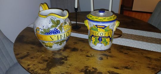 Authentic Vase/jugg Biscott Jar Italian Hand Made With Serial Number