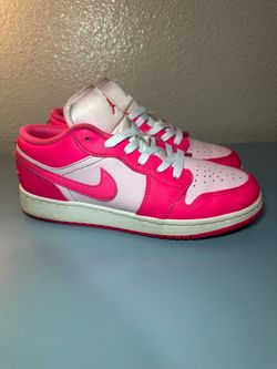 Jordan Air Jordan 1 Low GS Pink/White Leather Low Top Lace Up MPN 553560-661