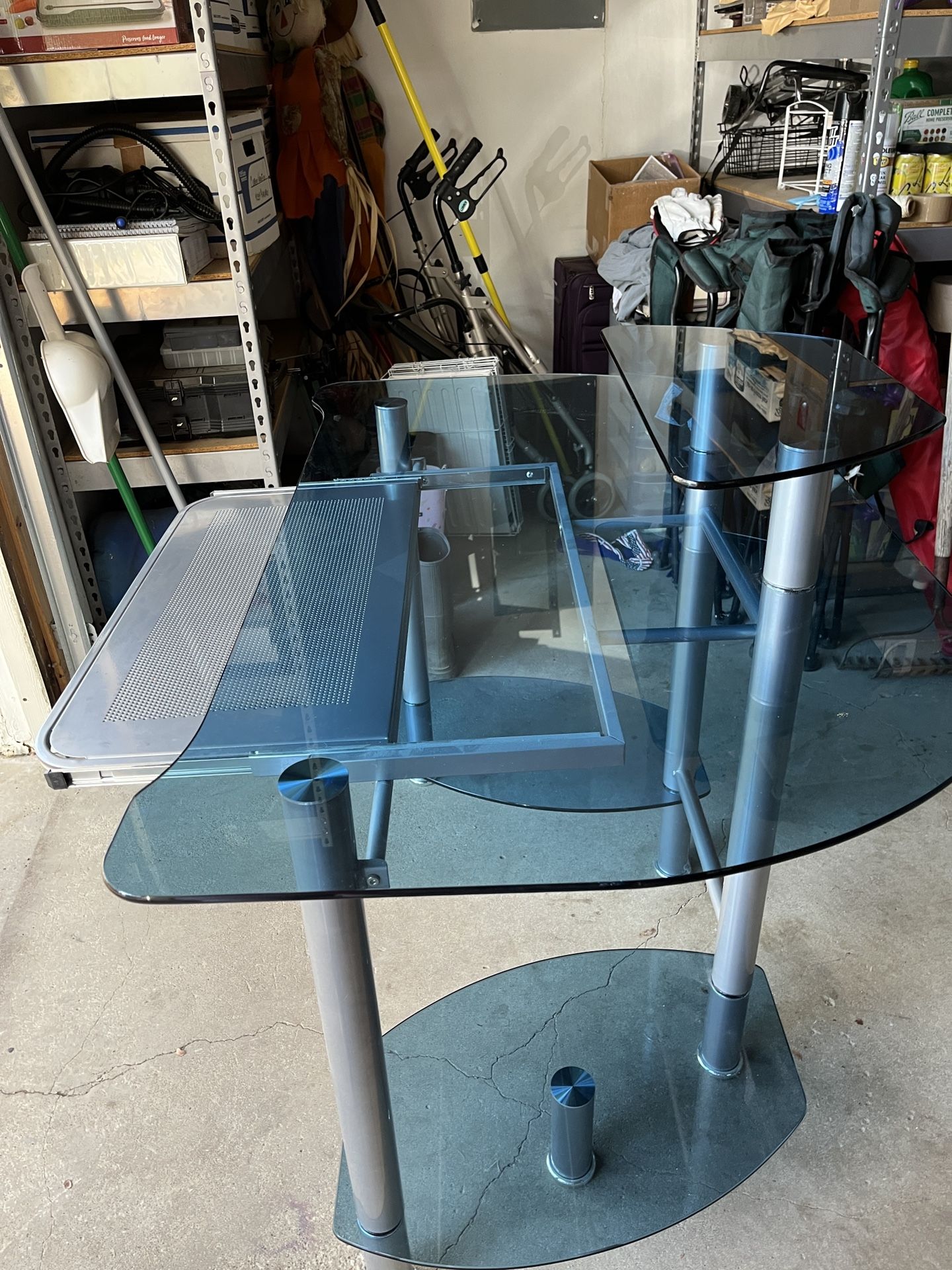 Glass 2-tier Corner Desk