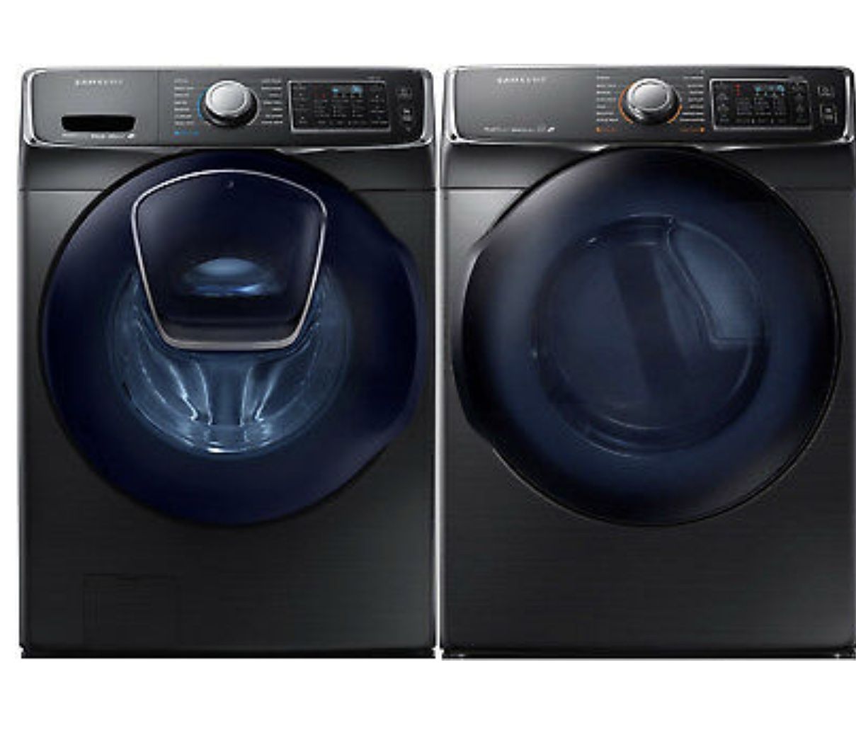 Samsung Black Stainless Front Load Washer Electric Dryer WF45K6500AV