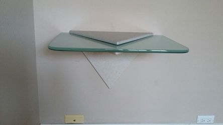 2 CUSTOM MADE CORIAN GLASS SHELVES