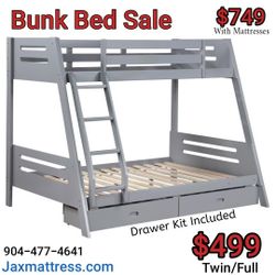 New Twin Full Bunkbed Grey 