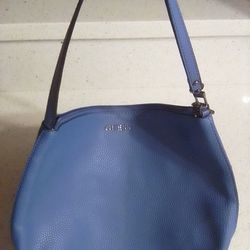 Blue Leather Designer Guess Shoulder Bag Purse