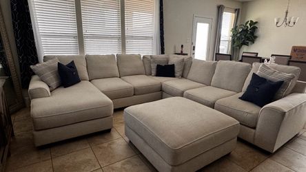Large Cream Sectional Sofa with Ottoman, 1600 o.b.o