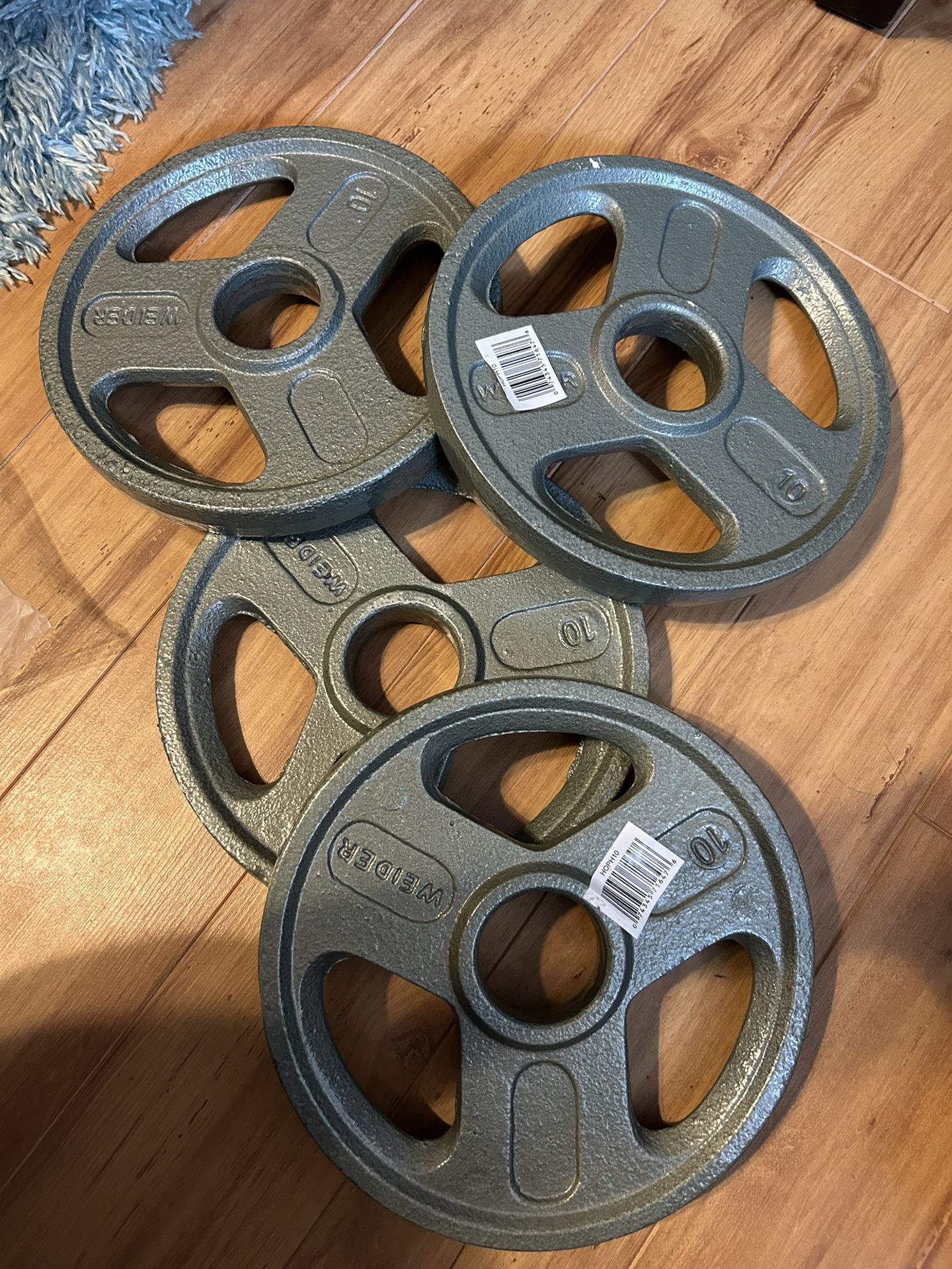 LOT 4 40 lbs Weider 10 lb. Olympic Weights Plates Hammertone Finish