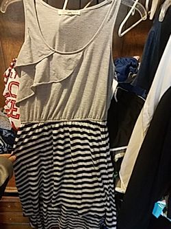 Grey & Striped Dress Size M
