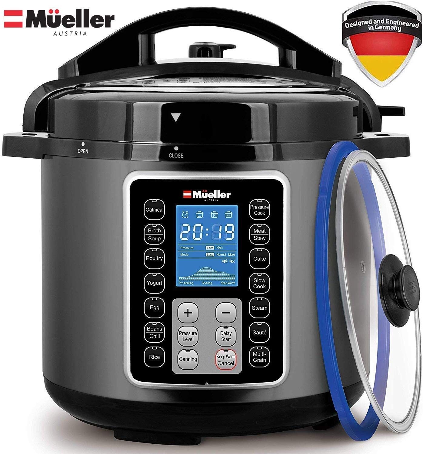 Mueller UltraPot 6Q Pressure Cooker Instant Crock 10 in 1 Pot with German ThermaV Tech