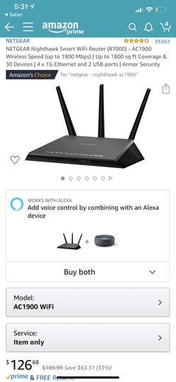 Nighthawk AC1900 smart wifi router