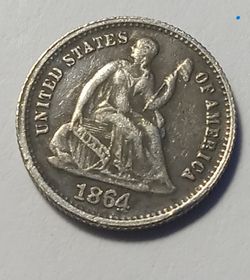 USA 1864 Liberty Seated Half Dime Coin Contemporary Restrike Token