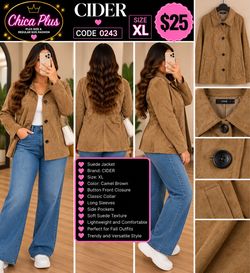 Cider Camel Brown Suede Jacket Size XL