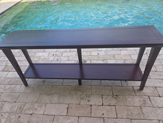 Warm Cherry Wood Console Table / Extra Long Entryway & Sofa Table with Bottom Shelf