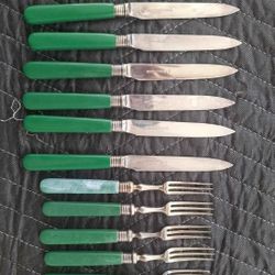 Art Deco Silver Knives And Forks Set