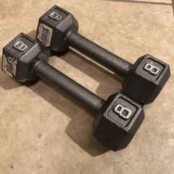 CAP 8 Lb. Hex Barbell Cast Iron Dumbells Set of 2 total 16 Lbs pounds Weights