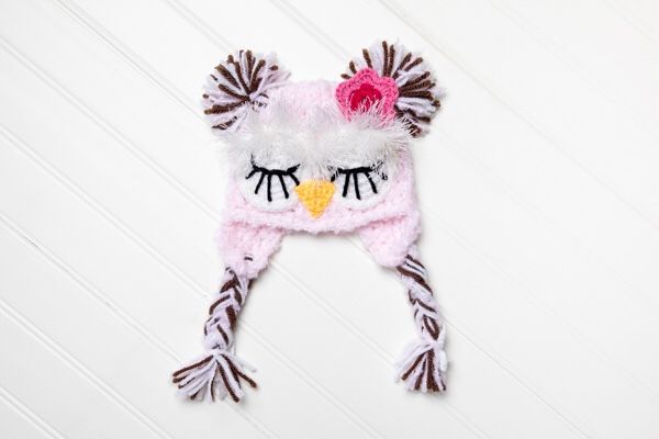 Adorable Handmade Pink Owl Baby Hat