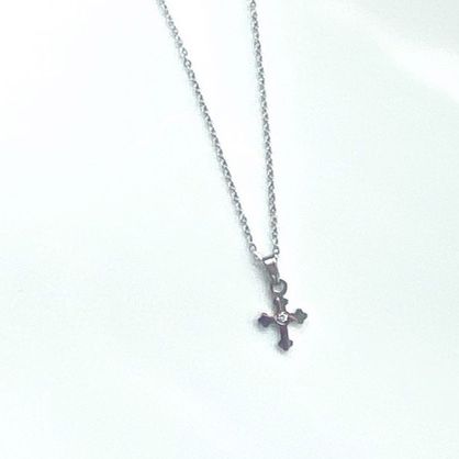 Petite Cross Necklace With CZ Stone- Titanium/18k Gold Plated