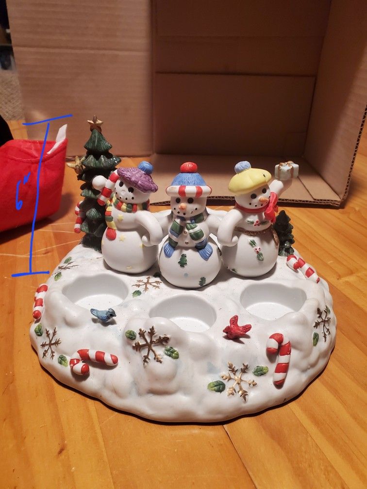3 Snowman Candle Holder