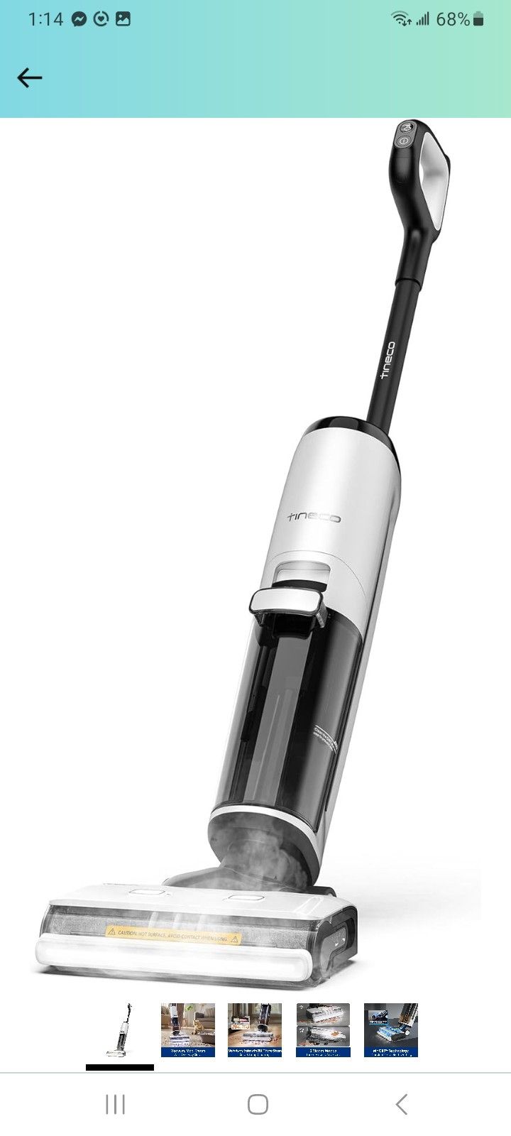 Tineco Floor ONE S7 Steam Cordless Wet Dry Vacuum Steam Mop All-in-One, Floor Washer for Sticky Mess Clean Up on Hard Floors with Digital Display