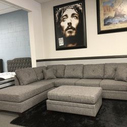 3PC Sofá Sectional W/ Free Ottoman 