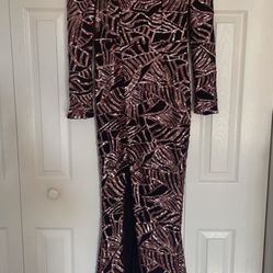 long black and pink dress