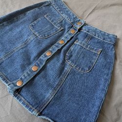 Denim Button Down Mini Skirt
